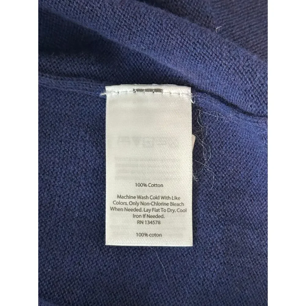 Vineyard Vines Blue V-Neck Sweater Womens XS Cotton Long Sleeve Whale Logo EUC